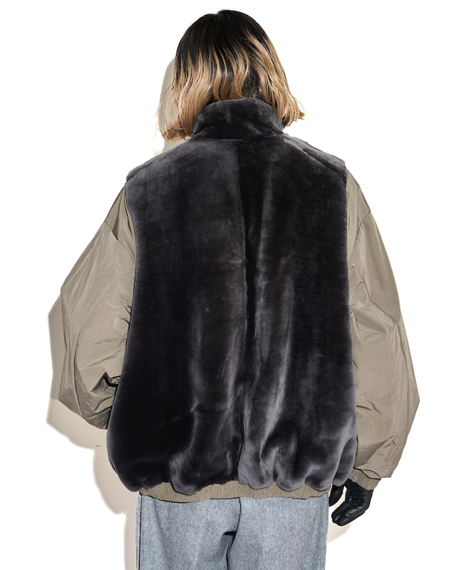 ssstein "MOUTON INNER REVERSIBLE PADDED JACKET〔TAUPE / GREY KHAKI〕"