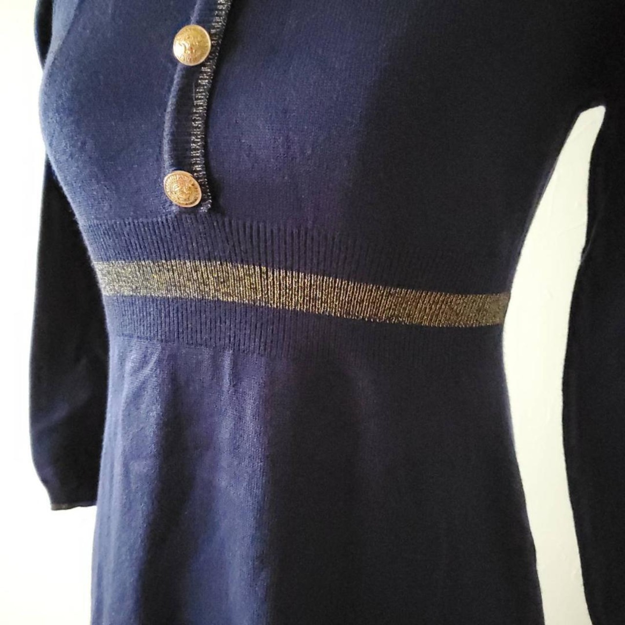 【新品・未使用】韓国ファッション　ネイビーワンピース　ニット生地　