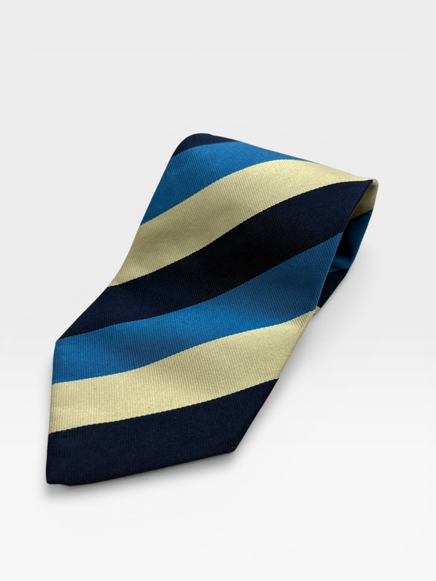 【VINTAGE】1980’s “Yves Saint Laurent” Regimental Stripe Silk Tie Made in Italy