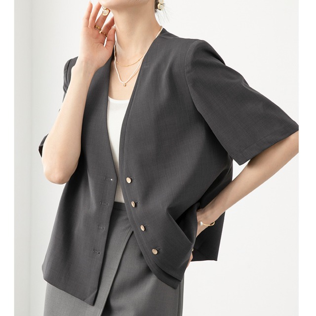 ノーカラージャケット U0464