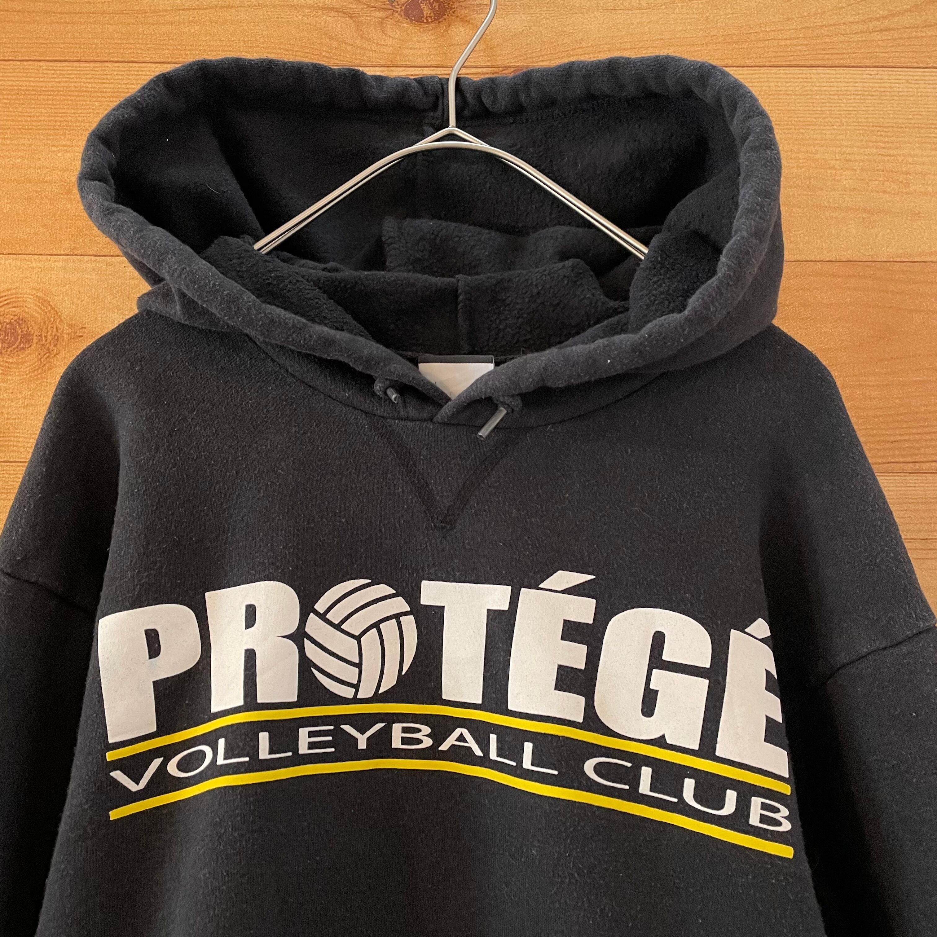 在庫一掃 ビッグシルエット フーディ 古着 黒 ビッグプリントバレーボール パーカー
