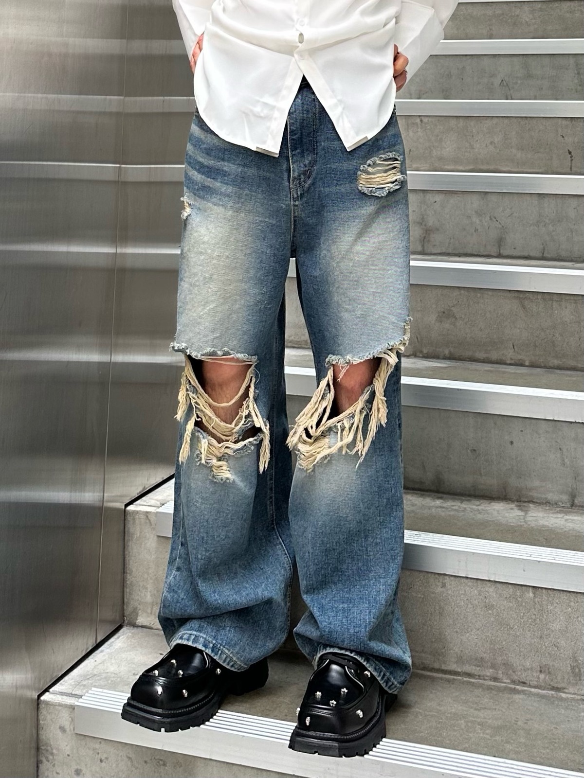 ALUDE SELECT】damage denim pants | 【ALUDE】韓国メンズファッション