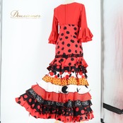 フラメンコ 衣装 マキコスチューム MAKIS COSTUMES トップス ファルダ ツーピース セットアップ 赤 黒 ブラック系 レッド系 水玉 ドット フリル ボランテ レース ボウタイ フリルスカート セットアップコスチューム ダンス衣装 ステージ衣装 ファッション ポップデザイン おしゃれ レディース かわいい フェス フラメンコ衣装