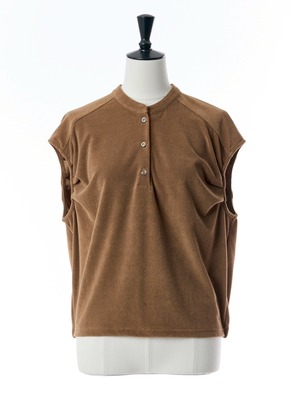 パイルタックTシャツ(ブラウン)