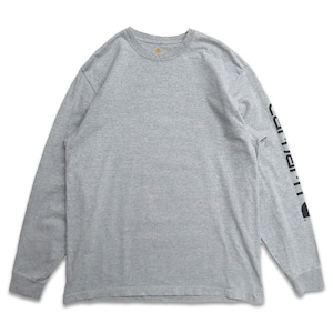 古着 カーハート Carhartt 袖プリント ロングスリーブTシャツ ロンT グレー 表記：L　gd408799n w60316