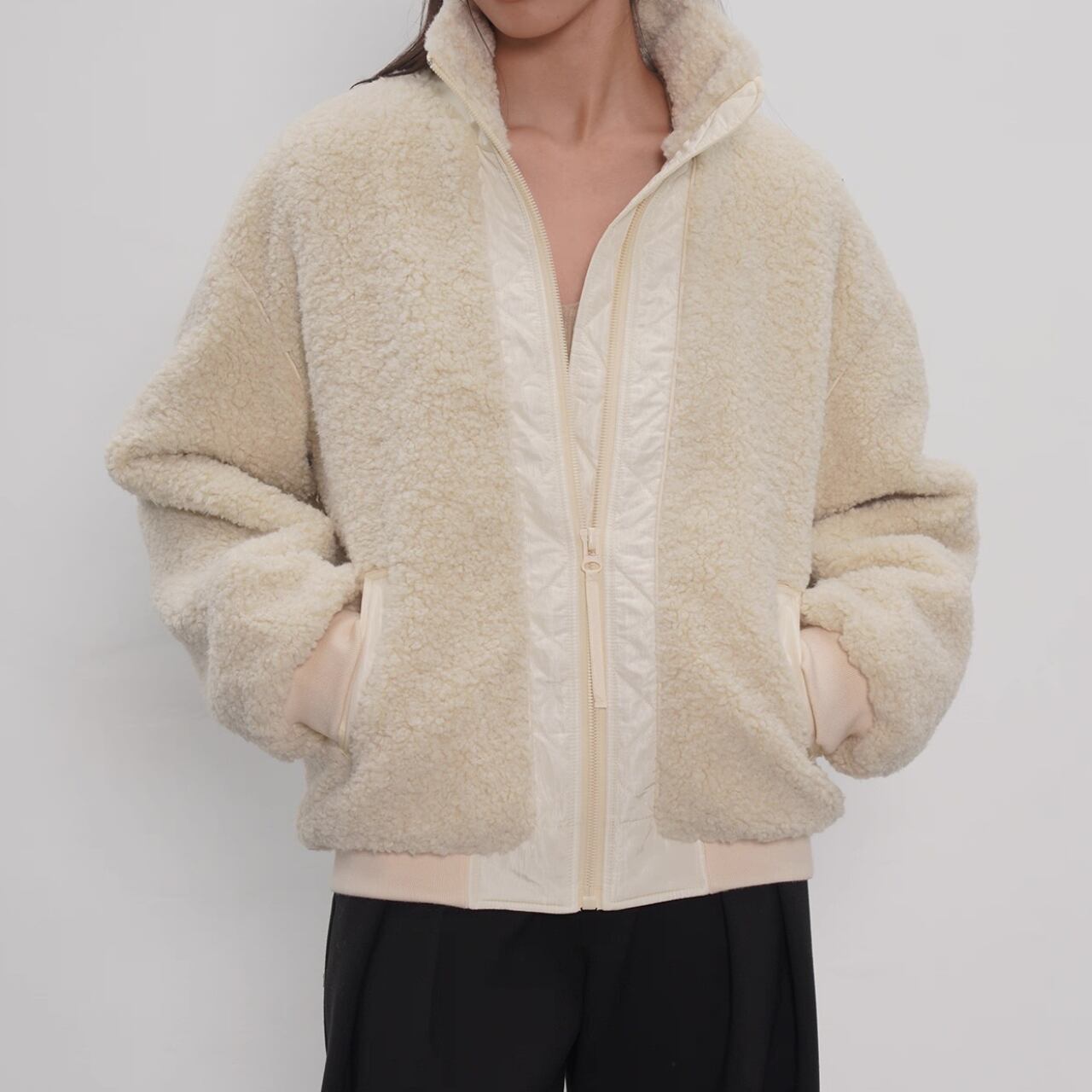 スタンドカラーボアジップジャケット JK3542