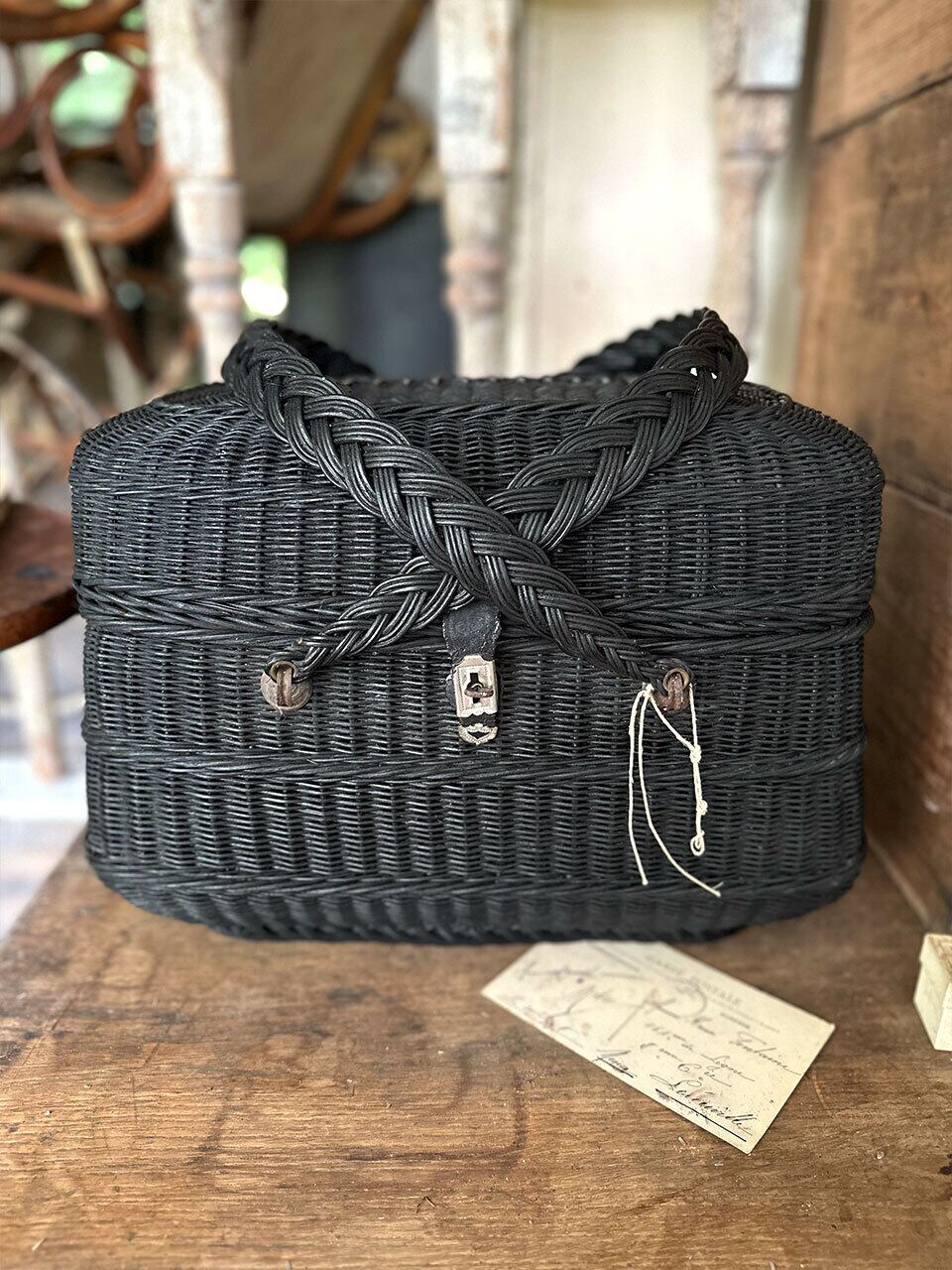フランス 黒色 ブラックパニエ大 バスケット | Brocante de La フランス 黒色 ブラックパニエ大 バスケット | Brocante de La