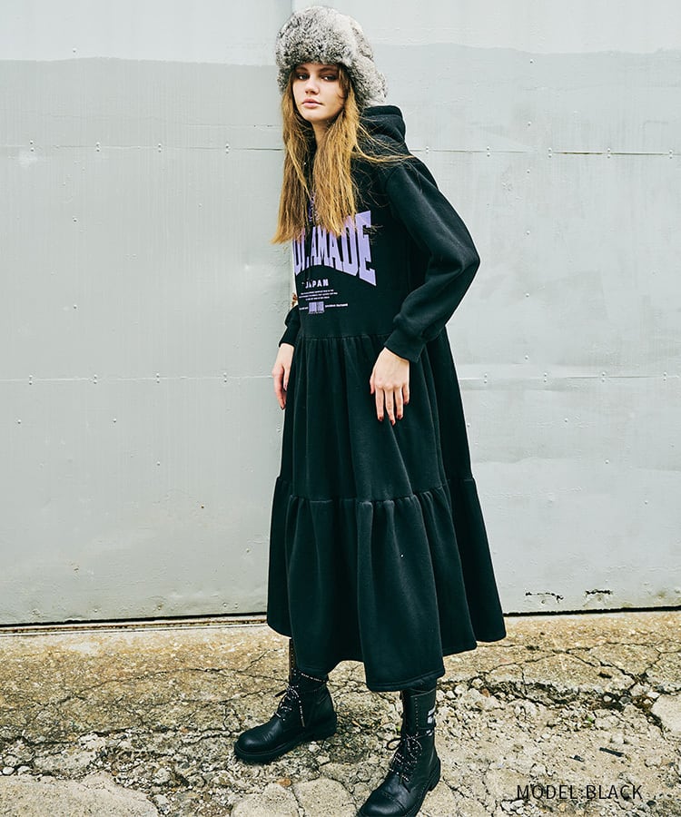 COOLA MADEプリントフーディードレス (BLACK) CQ-47086 | COOLA | クーラ