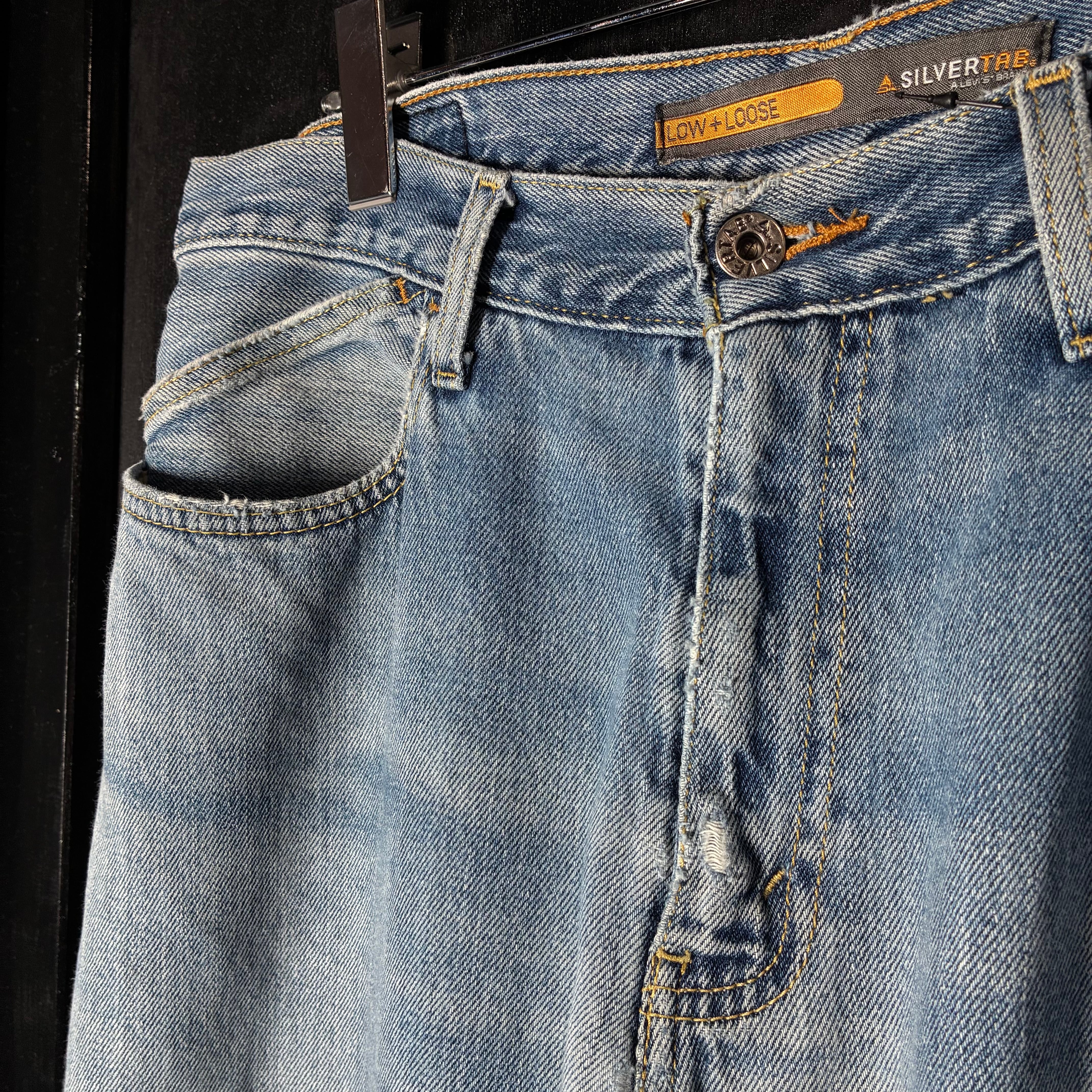Levi's Silver Tab LOW+LOOSE W32 ブルー ダメージ リーバイス