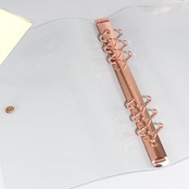 クリア A5 バインダー ローズゴールド 6個のリング ルーズリーフフォルダー 紙の追加可能 ソフトなポリ塩化ビニル ノートシェルプロテクター オーガナイザーアクセサリー (ローズゴールド A5 バインダー)