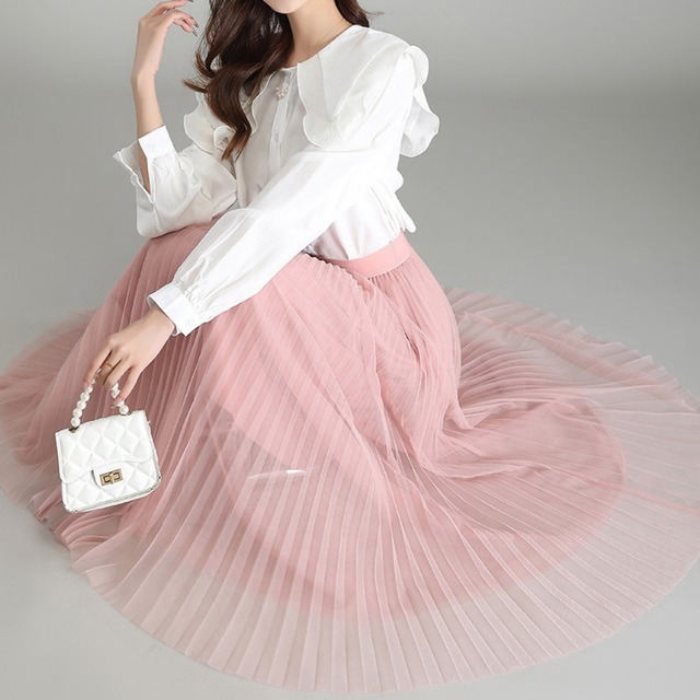 チュールプリーツスカート Me1736