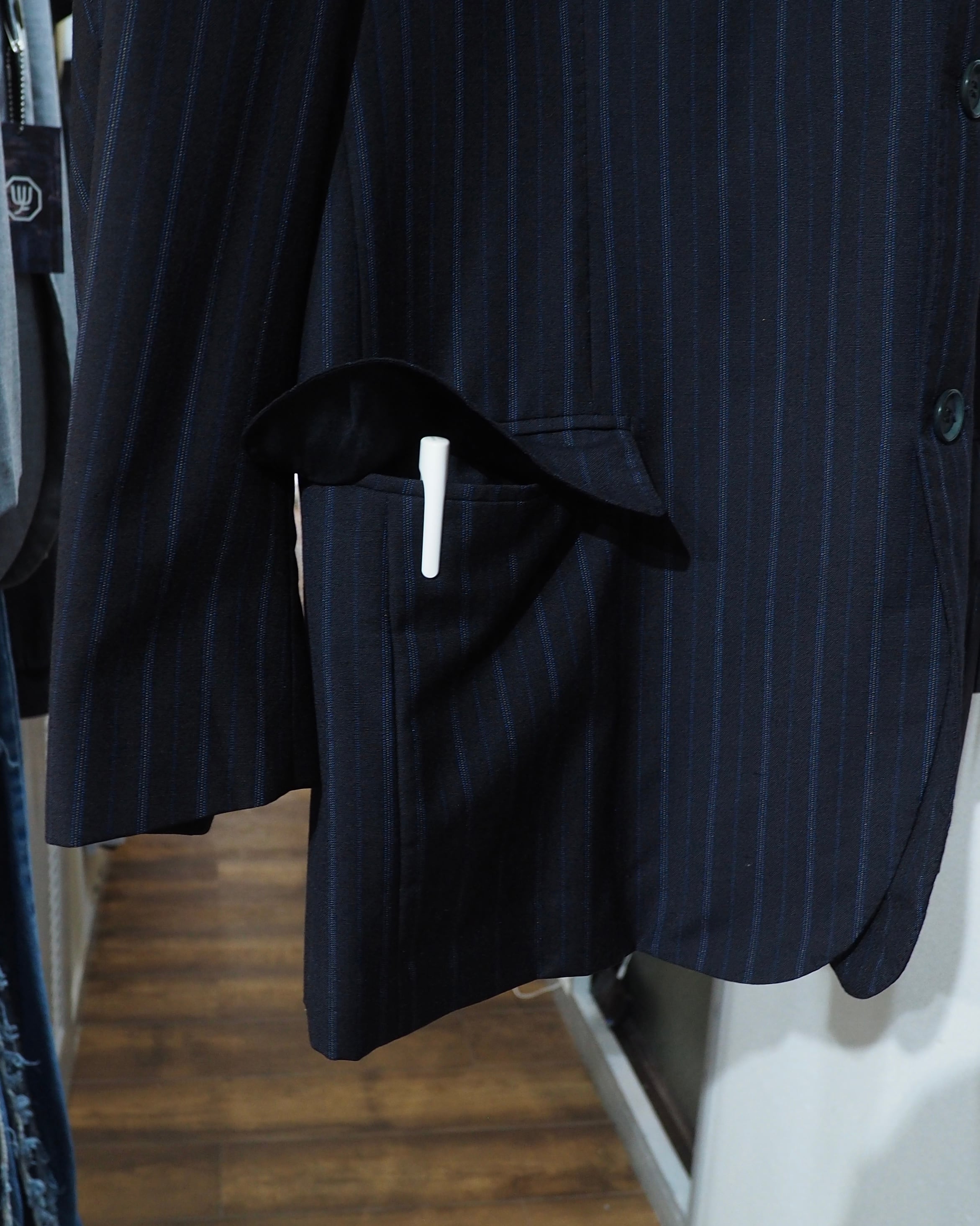 " Artigianale × Ermenegildo Zegna " Beautiful Dark Blue Pinstripe Tailored jacket (woven in italy)