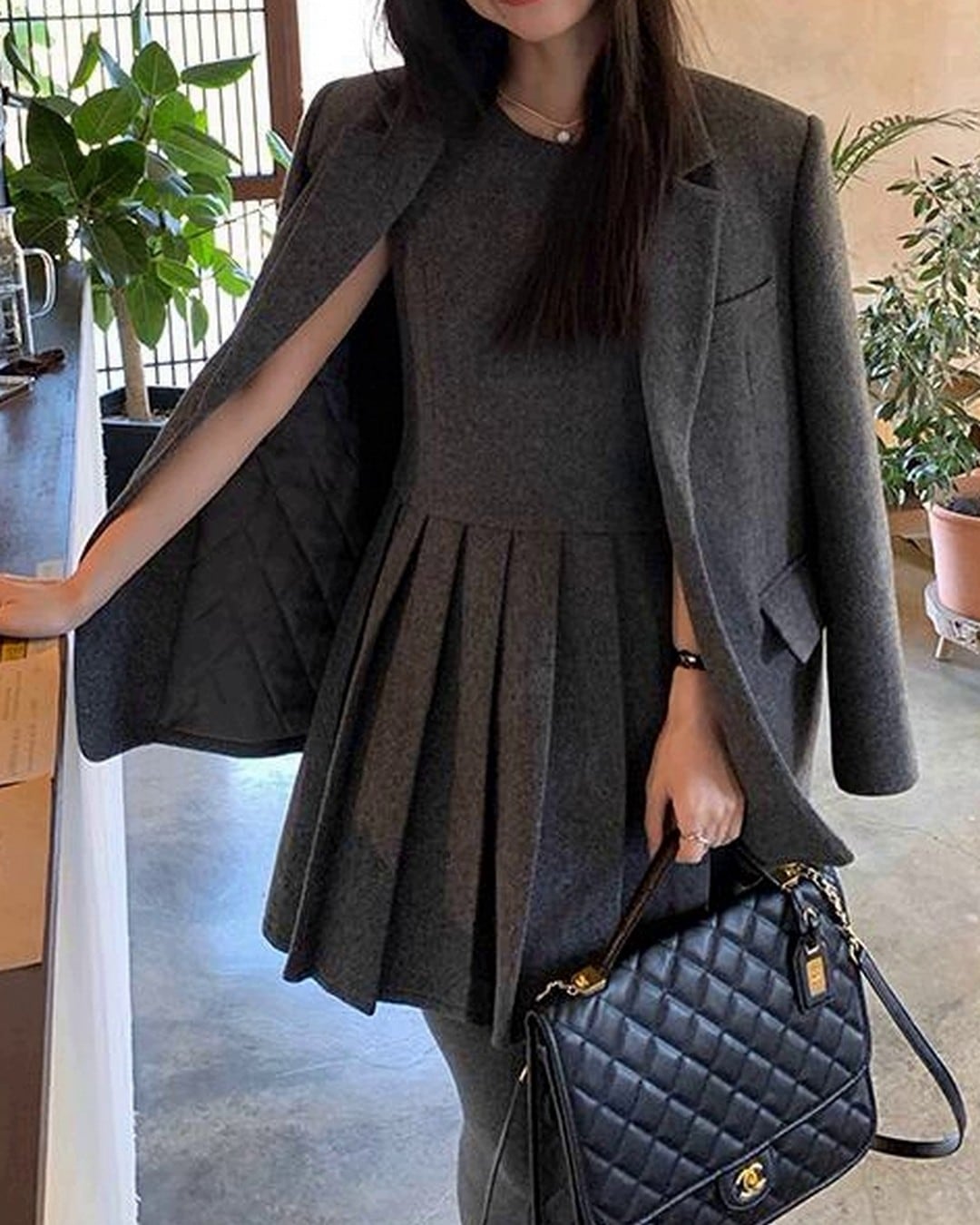 ジャケットプリーツワンピースセット A24488