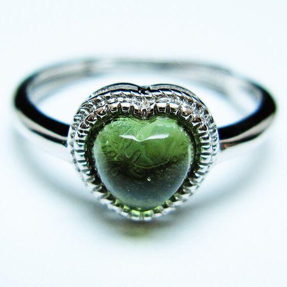モルダバイト リング 指輪 ハート 12号 フリーサイズ 一点物 メール便可 [M便 1/20] 199-446