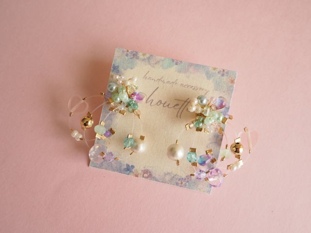 bouquetピアス/イヤリング(purple×green)