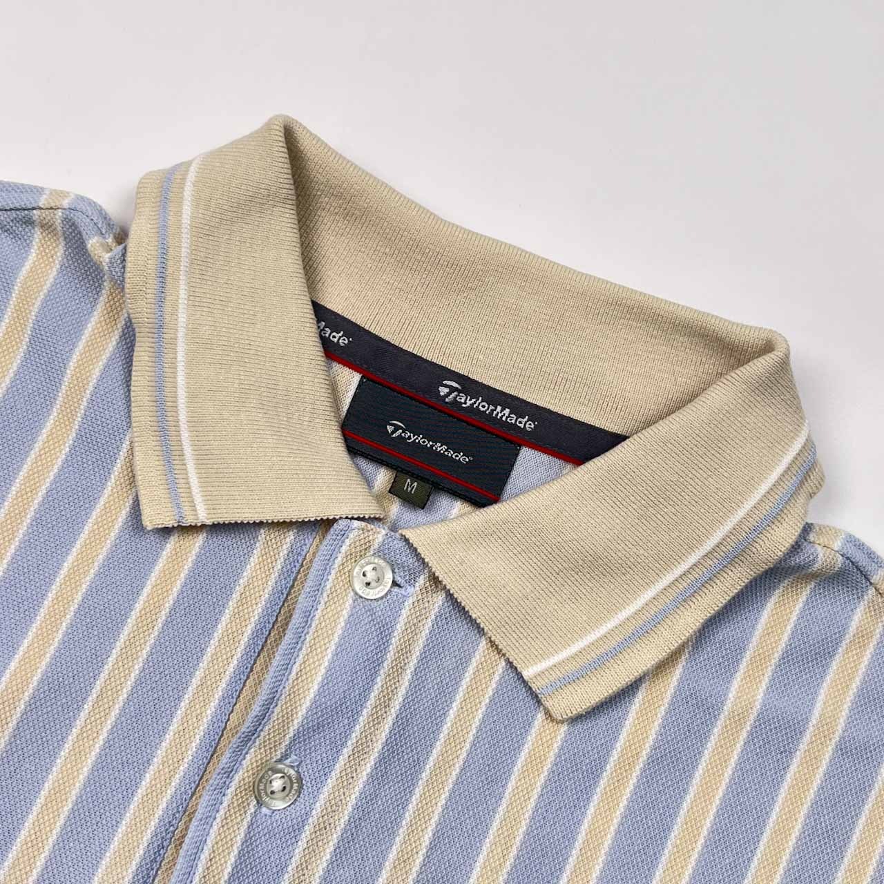 TaylorMade テーラーメイド ストライプ 鹿の子 半袖 ポロシャツ M/バイカラー メンズ ゴルフ