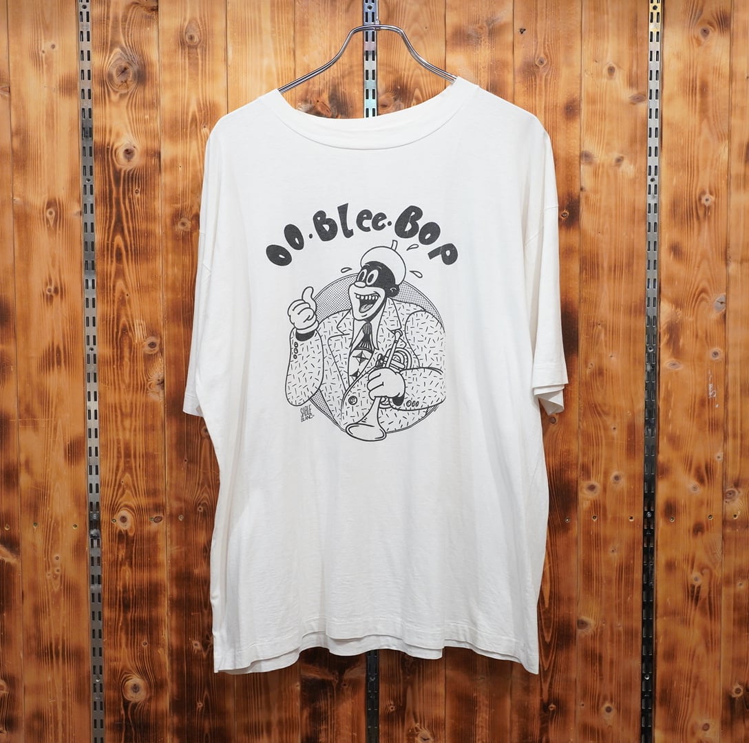 unknown プリントTシャツ L位 袖裾シングル /70s80s 90s oo blee bop jazz