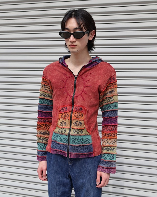 multicolor design zip-up foodie