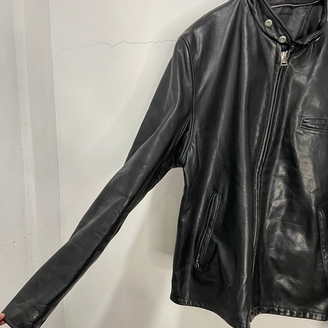 Schott 641 シングルレザーライダースジャケット 牛革 本革 黒 L