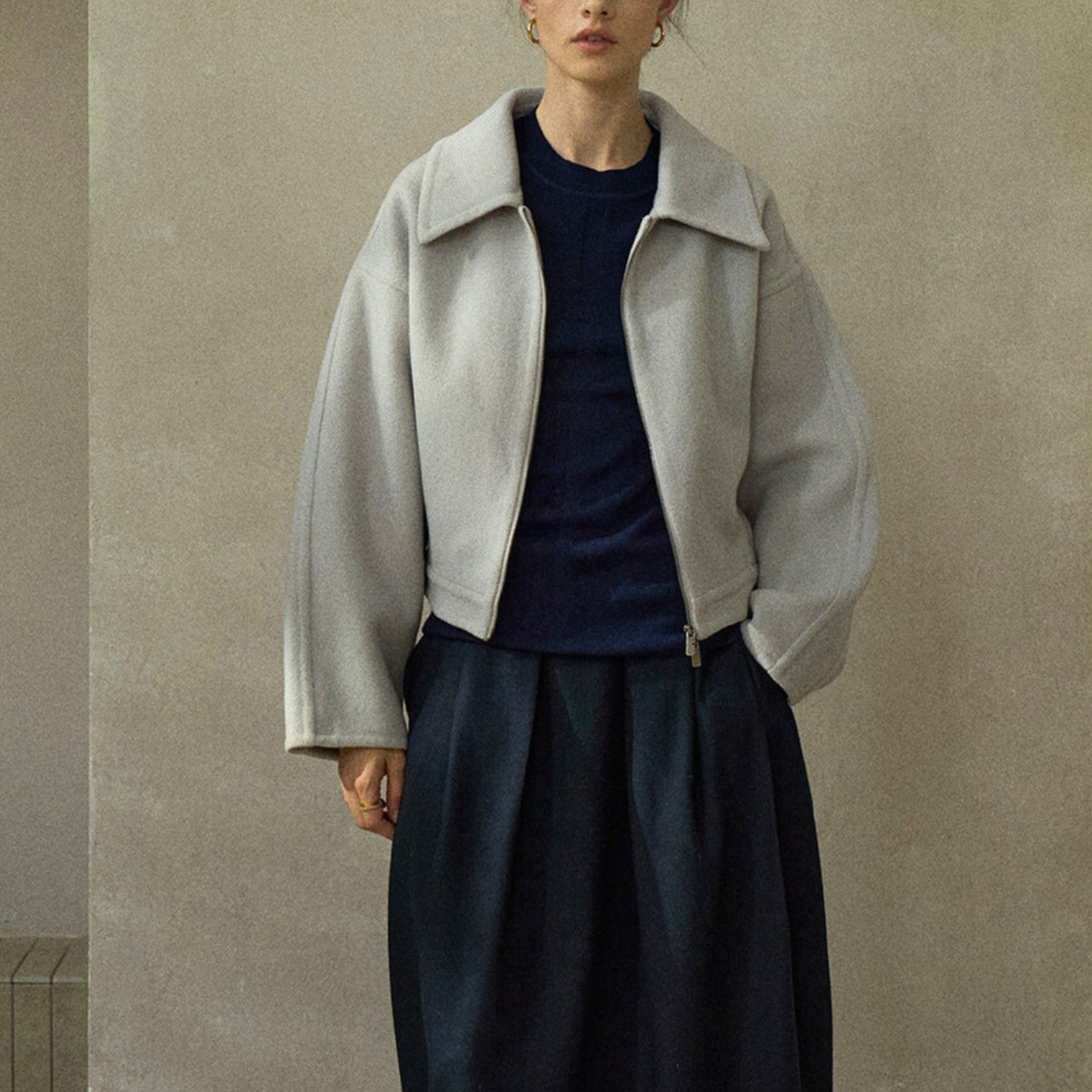 Open Collar Short Jacket T3993