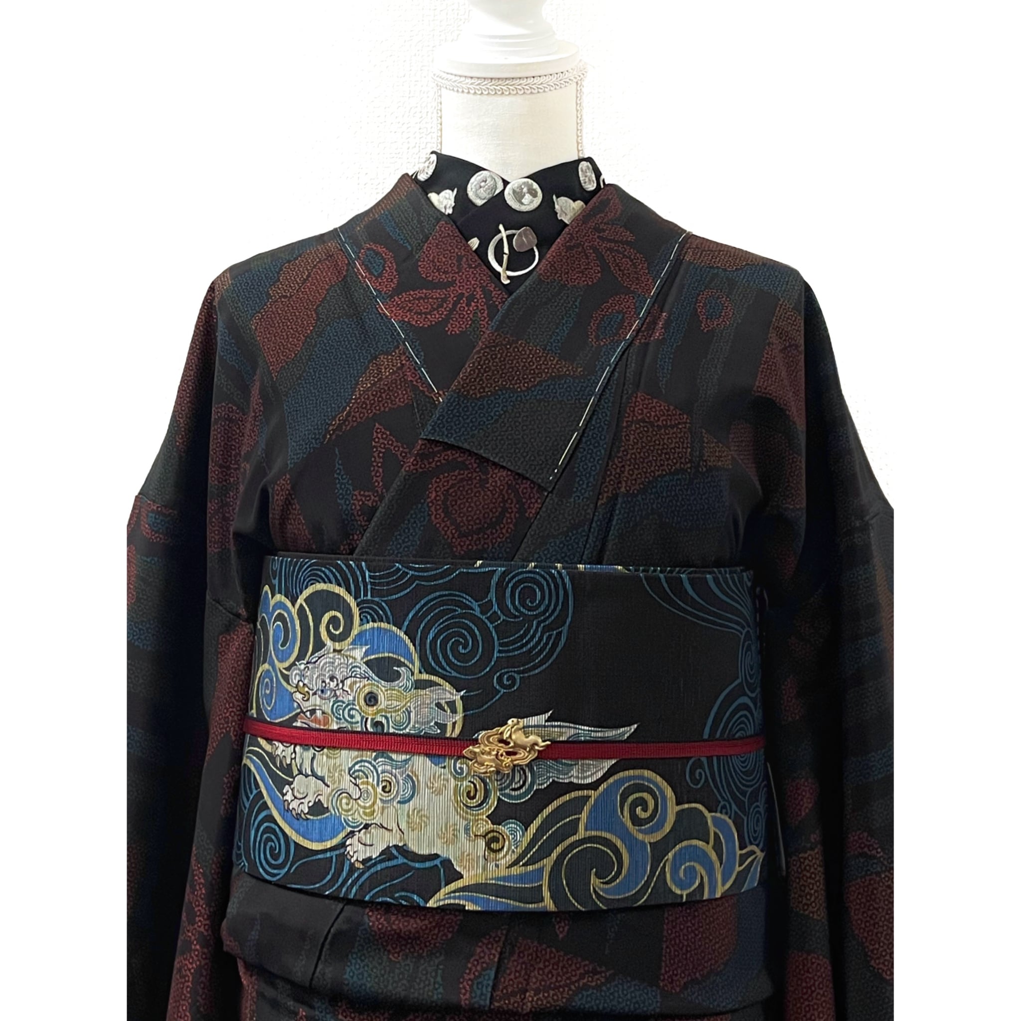 新品】召しませ花 『瑞雲』リバーシブル半幅帯(ブラック) | きもの楸堂