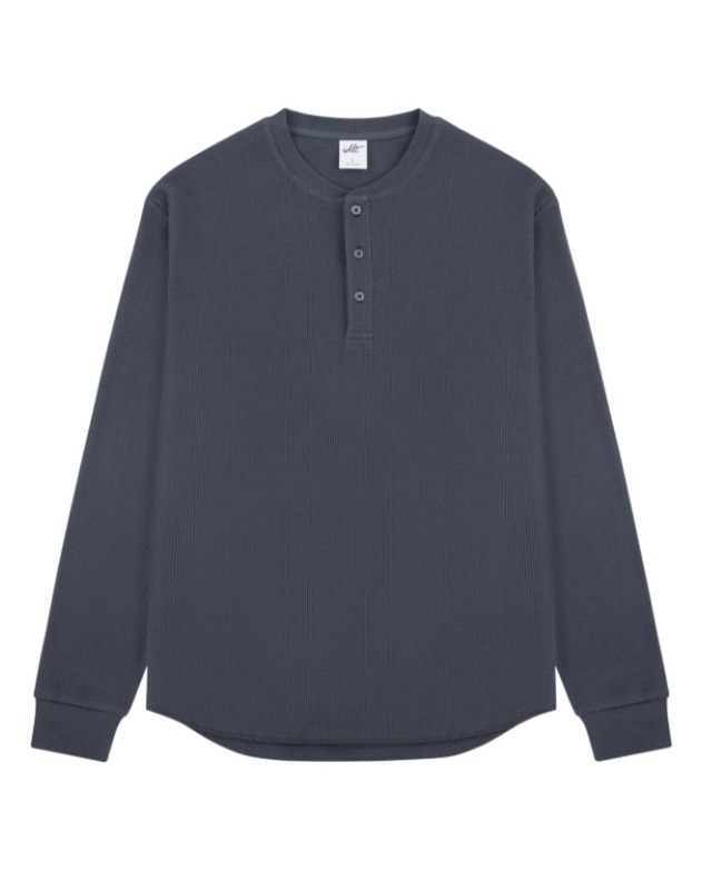 ヘンリーネックロングスリーブワッフルTシャツ　S0124