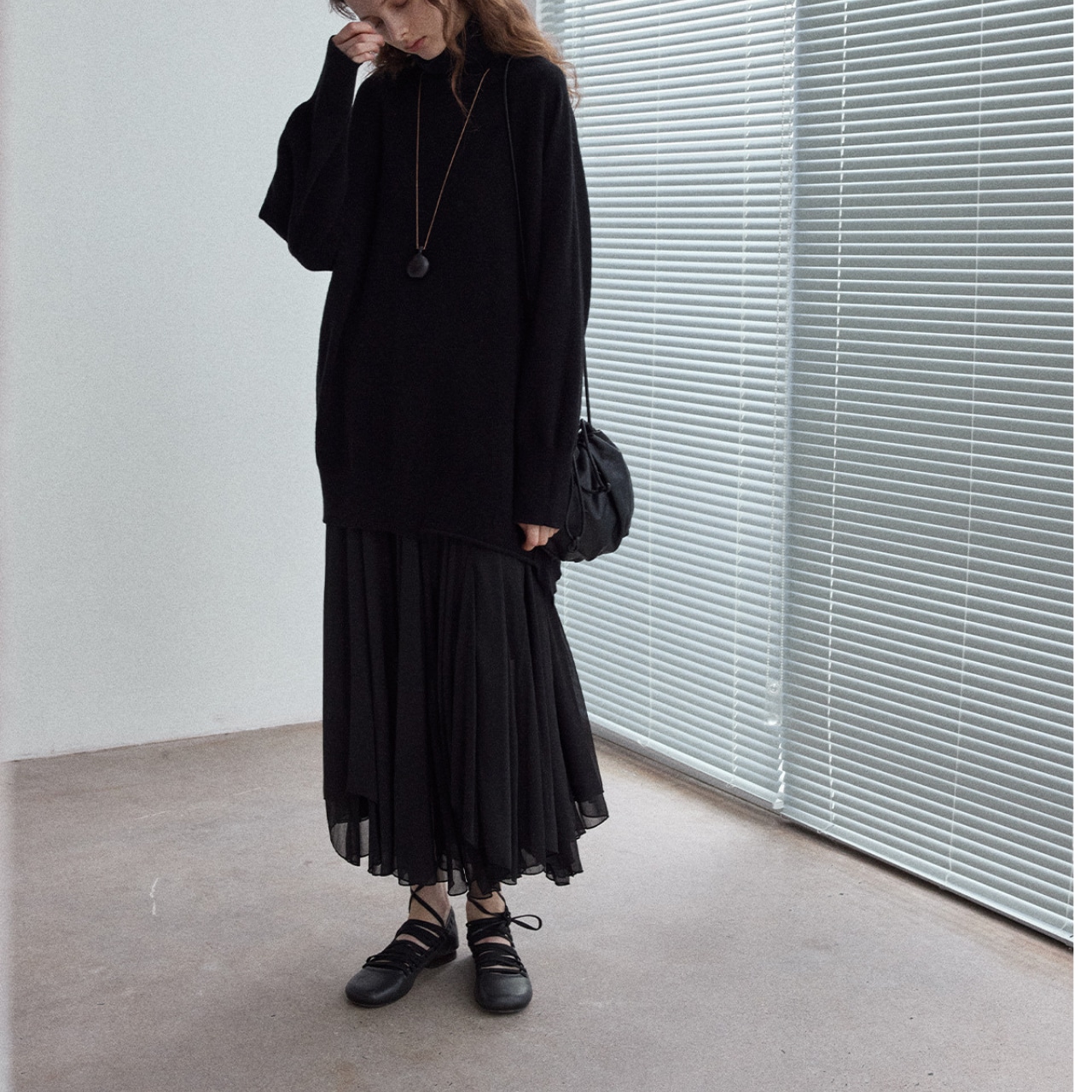 High-neck knit pullover【2color】 T3596