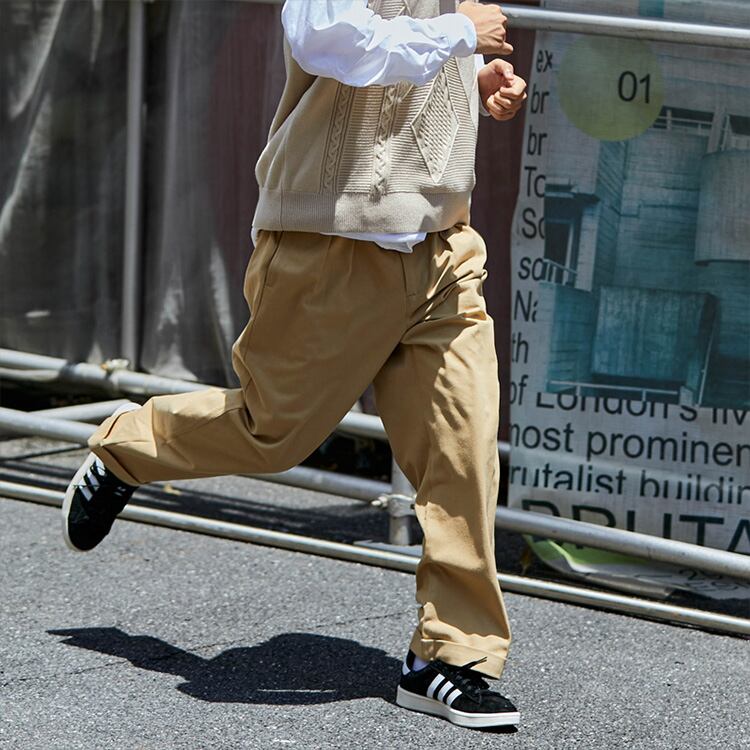 ★WIDE STRAIGHT DOUBLE PLEATED PANTS　　01144