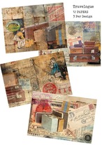 Mic Moc　コラージュペーパーキット　12枚入り　Travelogue　CP013【Mic Moc（ミックモック）】[MIC-80p]