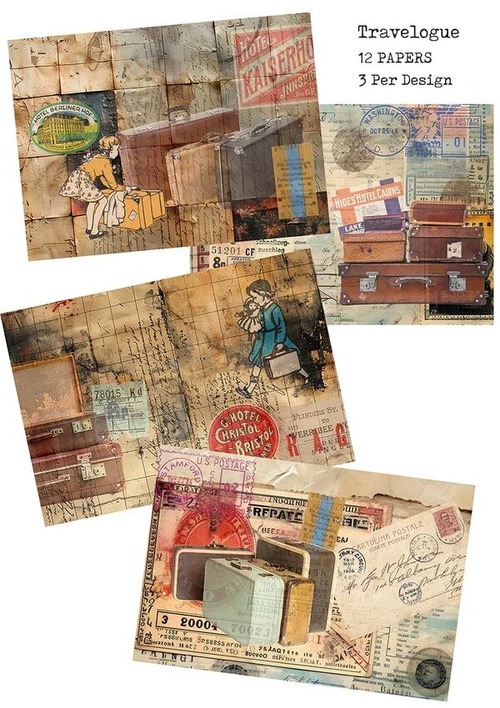 Mic Moc　コラージュペーパーキット　12枚入り　Travelogue　CP013【Mic Moc（ミックモック）】[MIC-80p]