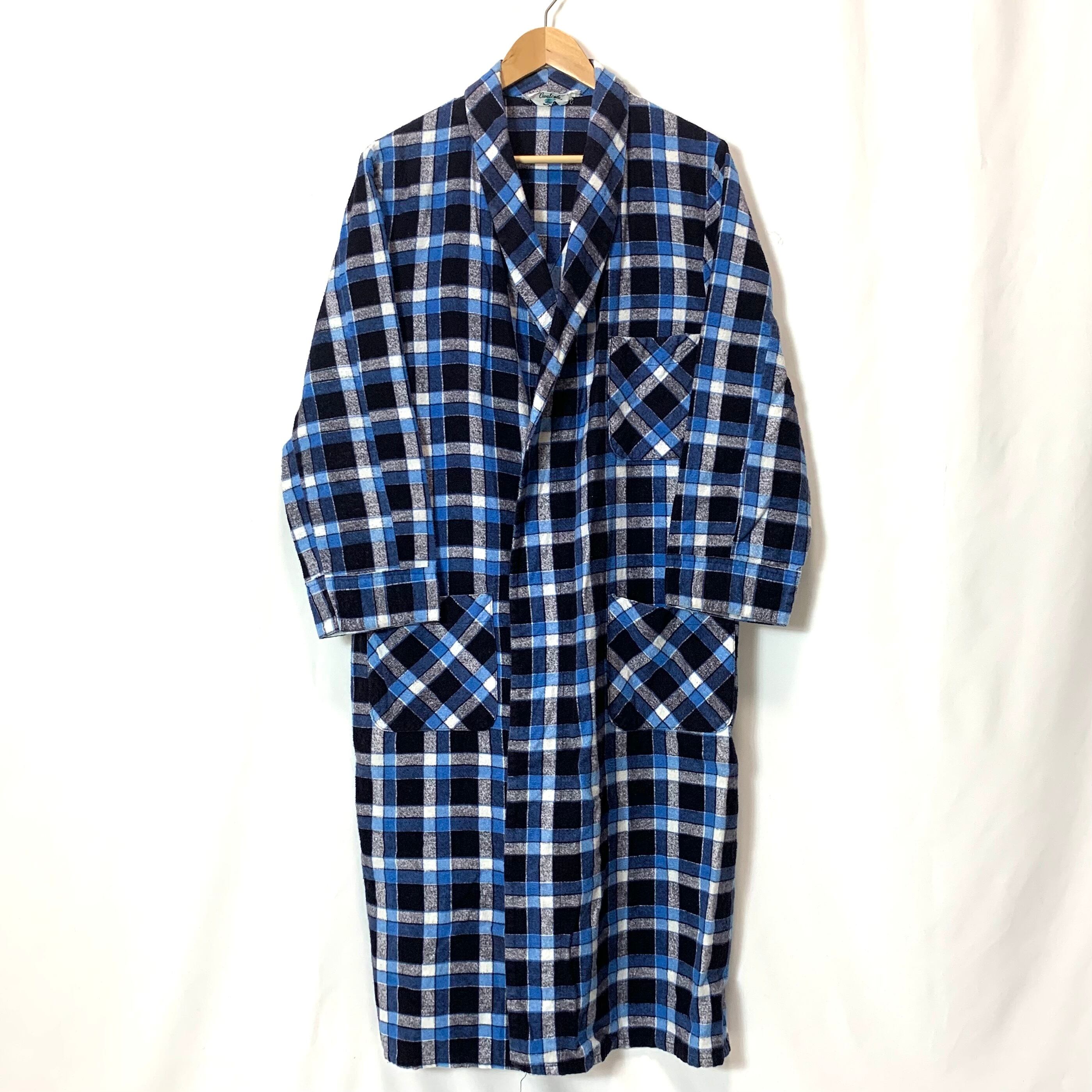 vintage old 60s 70s Print Flannel Gown プリントフランネルガウン