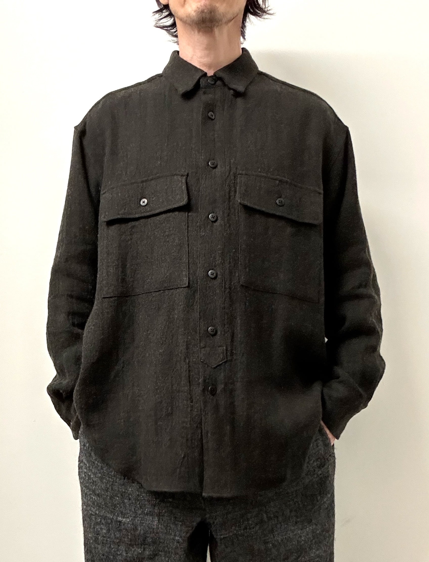 comm.arch / Linen Wool Herringbone L/S Shirt
