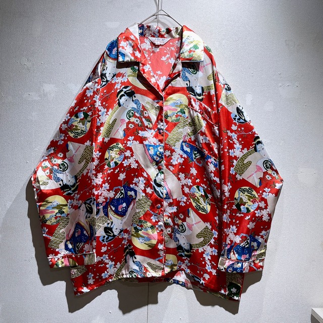 1990s ” Japonism Art ” full pattern vintage loose Open collar shirt