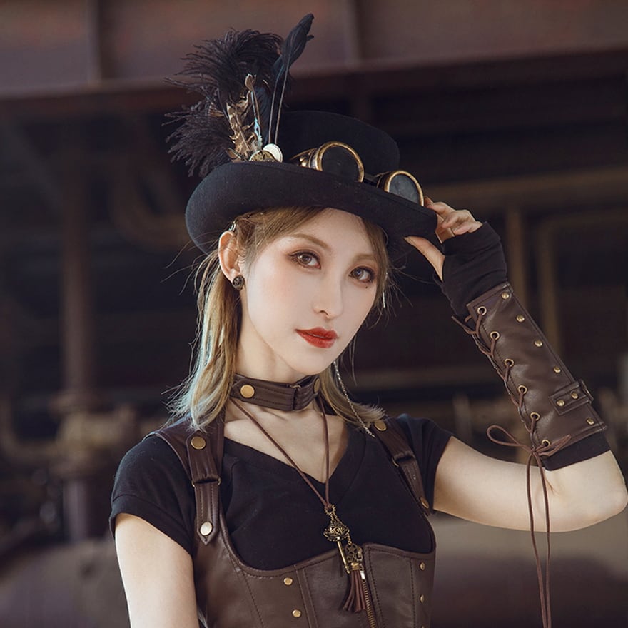 サブカル 服 地雷系 通販 スチームパンク ハット ウール ゴーグル