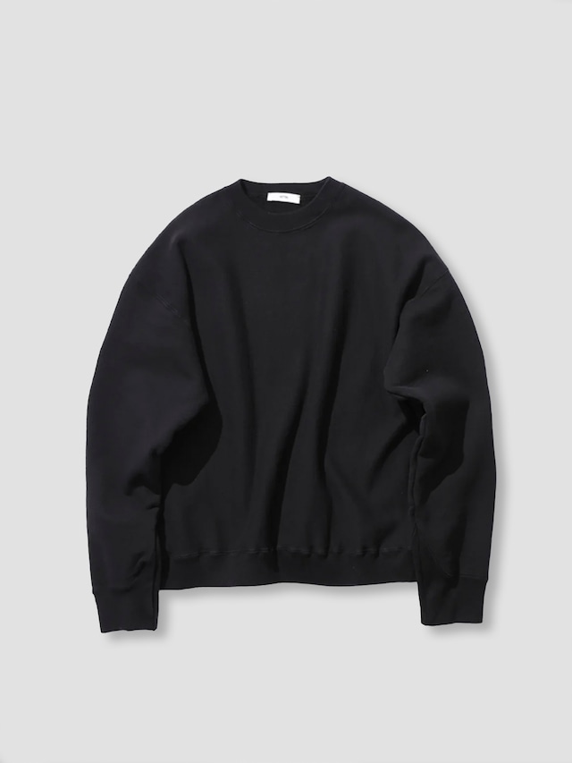 ATON　GARMENT DYED URAKE OVERSIZED PULLOVER　BLACK　AT-KKAGSW1101