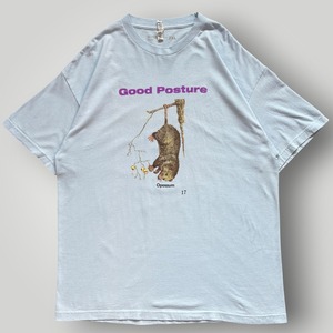 【Good Posture】オポッサム 半袖Tシャツ Tee クルーネック メンズ 2XL 水色/BLUE グラフィック プリント アニマル グッドポスチャー
