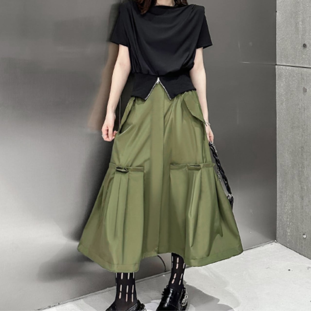 ボリュームAラインマキシ丈スカートR1146