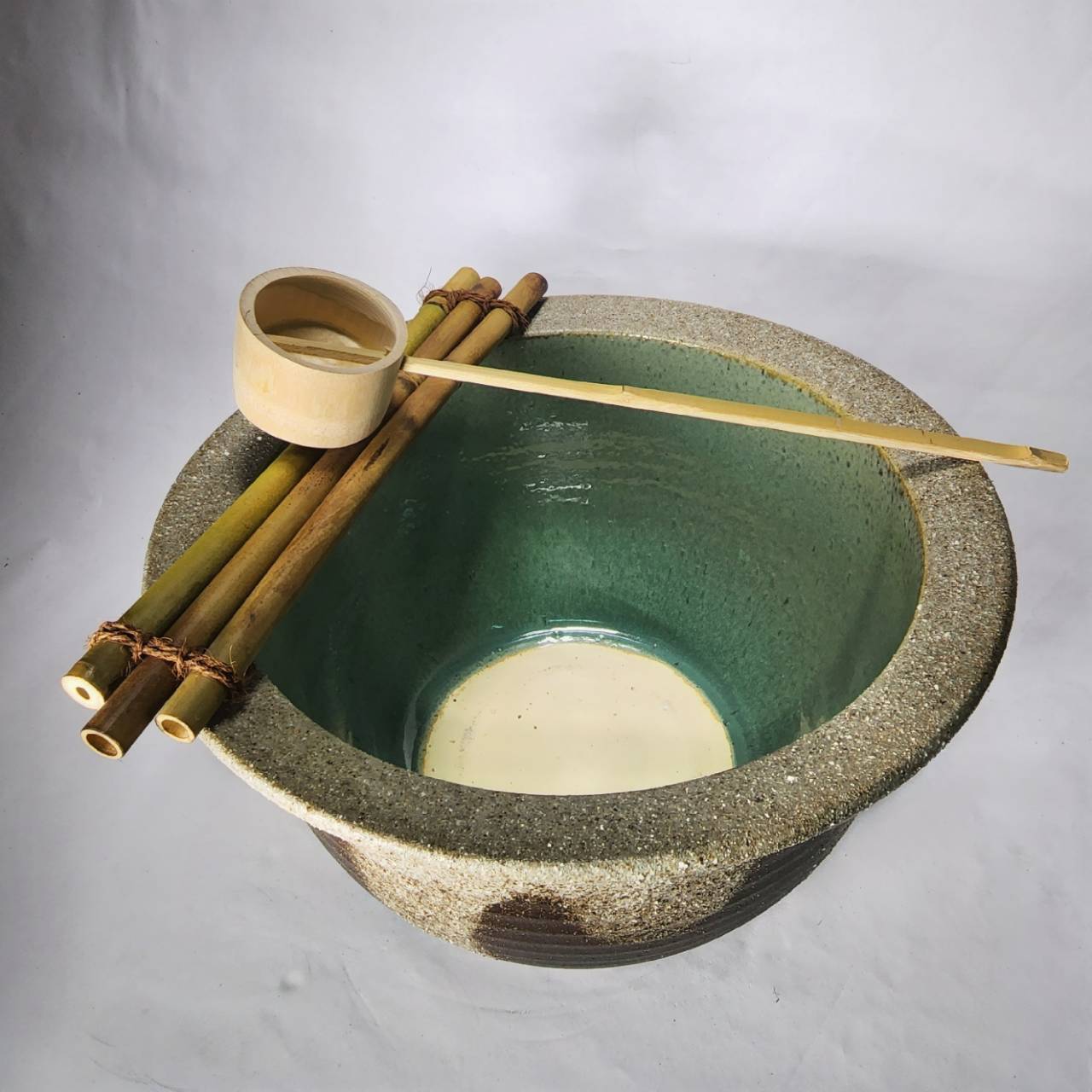 水鉢　灰釉　睡蓮鉢　メダカ鉢 灰釉千段水鉢 15号／睡蓮鉢（信楽焼き・陶器・水鉢・めだか鉢・メダカ