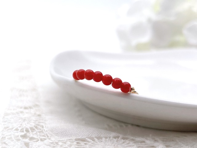 赤珊瑚のワイヤーリング