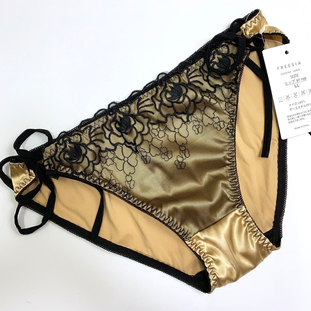 うさと　紐パンツ ShakeBody】【大きいサイズ有】紐パン付シアーチュール刺繍