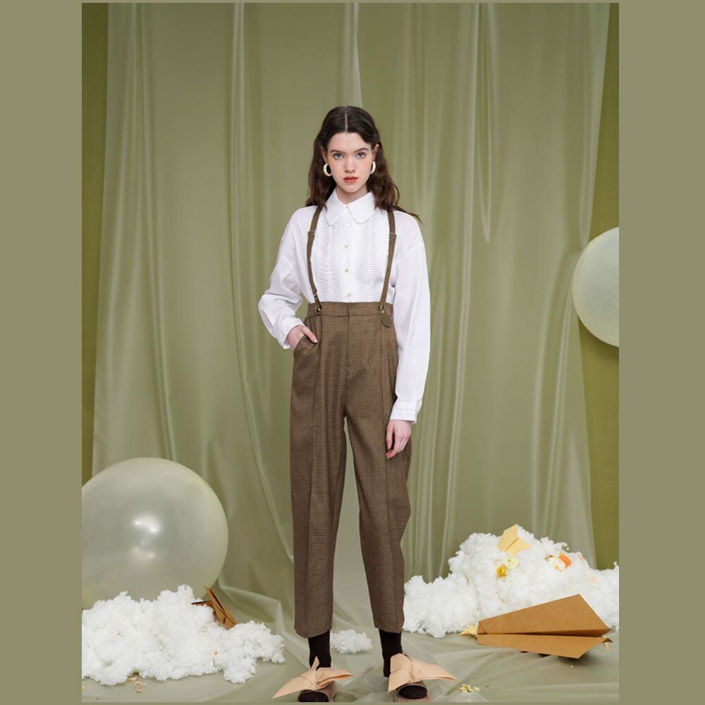 レトロチェックなコーディネートサスペンダーパンツ E00105 | EMMA GRAND