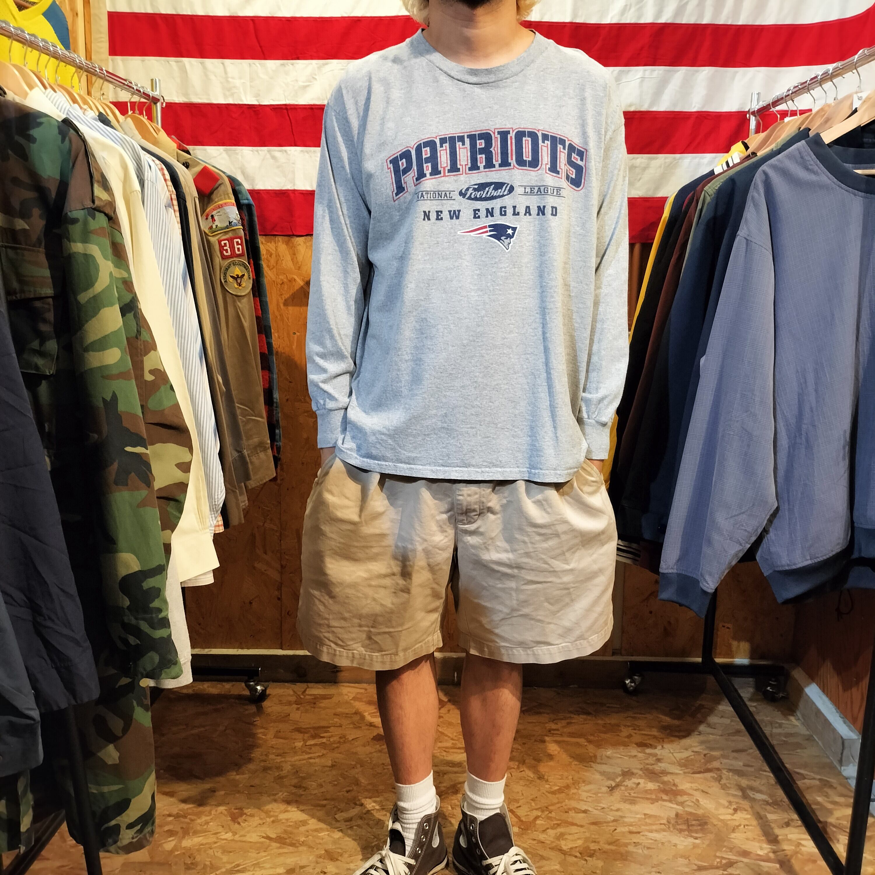Used ロンT◆L NFL PATRIOTS グレー◆USA古着 ヴィンテージ