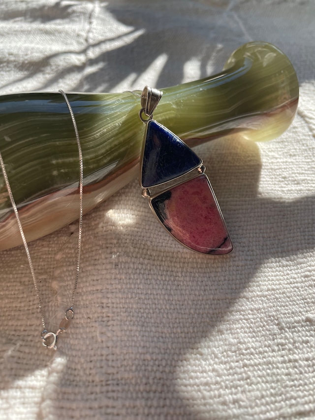 Pink Rhodonite Sodalite Gemstone Pendant Necklace