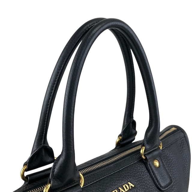 PRADA プラダ ハンドバッグ ブラック ロゴ レザー 2way ミニボストン vintage ヴィンテージ オールド h5k5fy