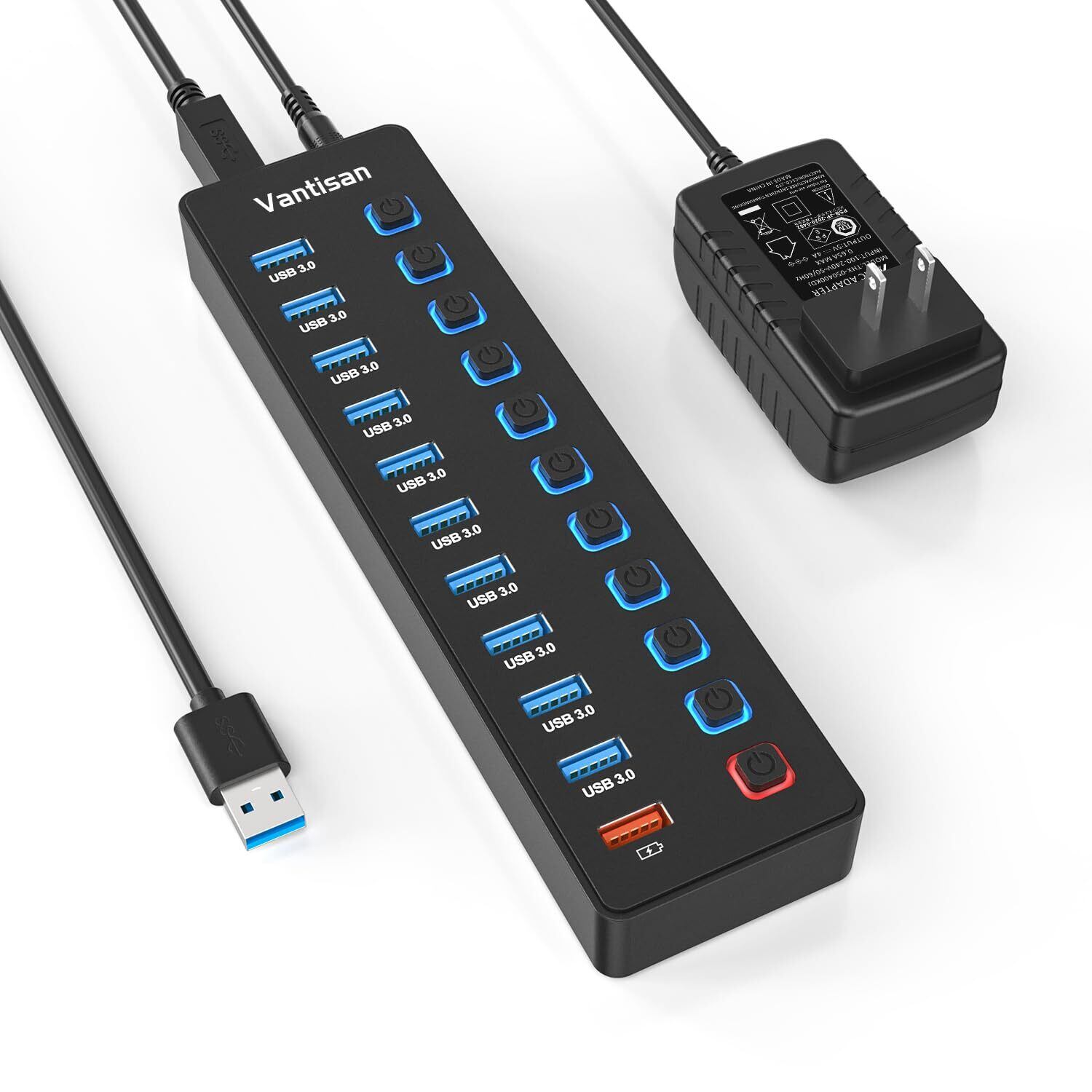 USB ハブ 3.0 16ポート アルミ製 USB Hub 100W 高速転送 ROSONWAY USB ハブ 3.0 16ポート アルミ製 USB HUB 100W セルフパワー