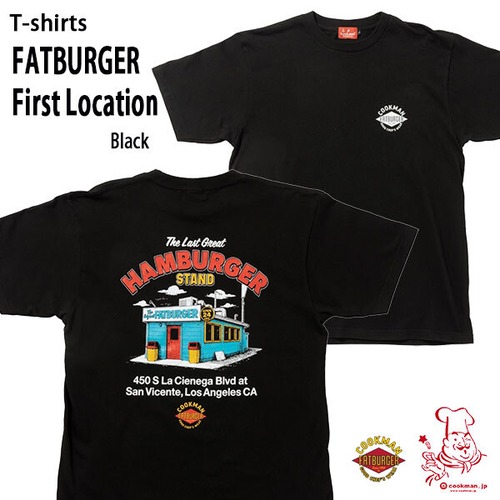 FATBURGER First Location T-shirts Black FAT BURGER × Cockman クックマン Tシャツ ブラック UNISEX 男女兼用 アメリカ