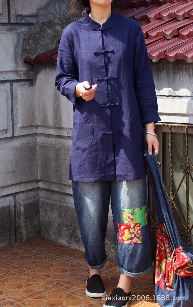 スタイルスタンダードカラーシャツ カーディガン コットン レトロ Yiranxuaディースワード38710574913