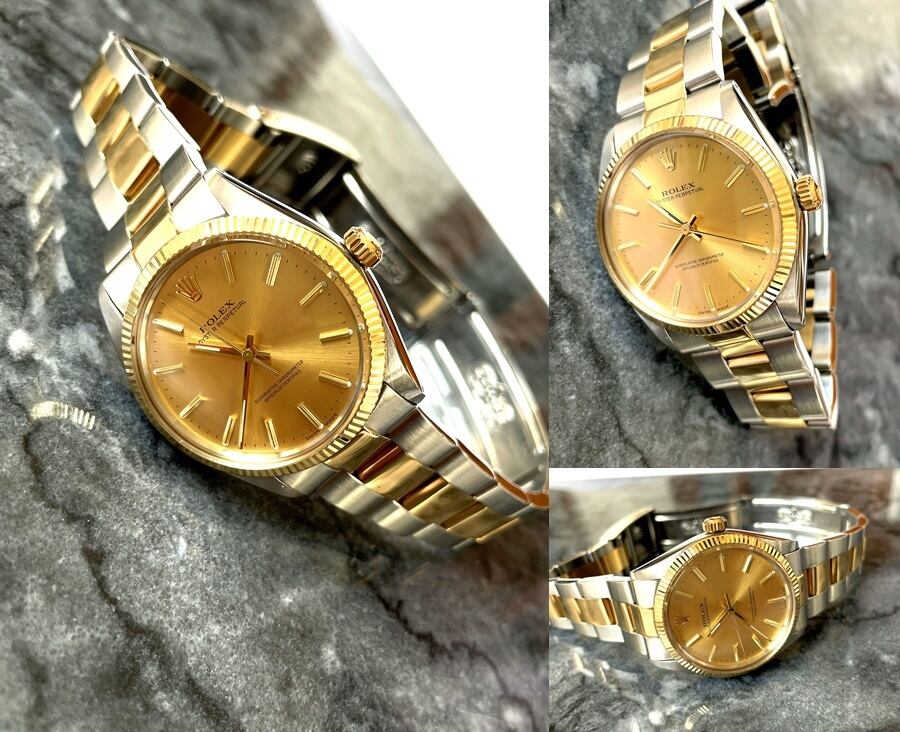 18Kゴールド オイスター パーペチュアル シャンパン 31mm 腕時計 ROLEX ロレックス オイスター パーペチュアル SS×K18YG