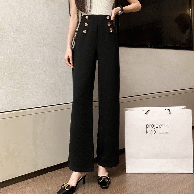 ボトムス パンツ ワイドパンツ ウエストマーク きれいめ シンプル 大人 上品 おしゃれ お洒落 かっこいい 大人女子 こなれ感 マニッシュ モード系 モダン 春 夏 秋 冬 オールシーズン シーズンレス 2022 2023 10代 20代 30代 40代 50代 60代 レディース 女性用 学生 通学 デート お出かけ 休日 ファッション コーデ スタイル 体系カバー 美脚 脚長 S M L XL 2XL 黒 ブラック