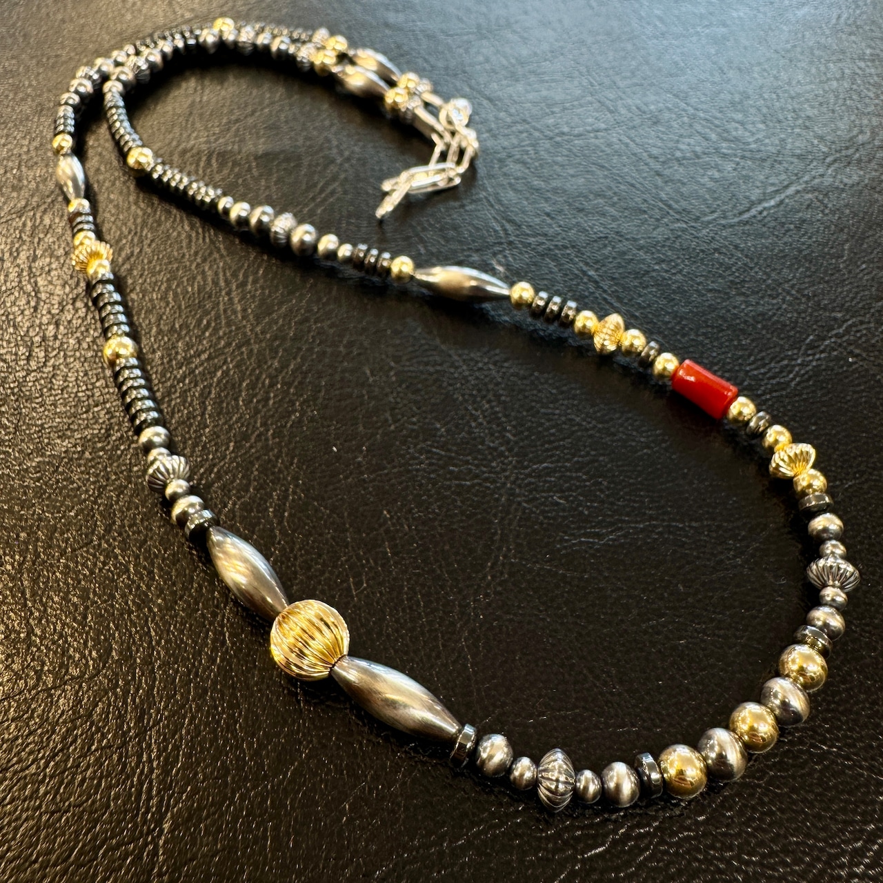 ブライト（Bright）ネックレス（Wave S Hematite) 血赤珊瑚 55〜60cm - 2